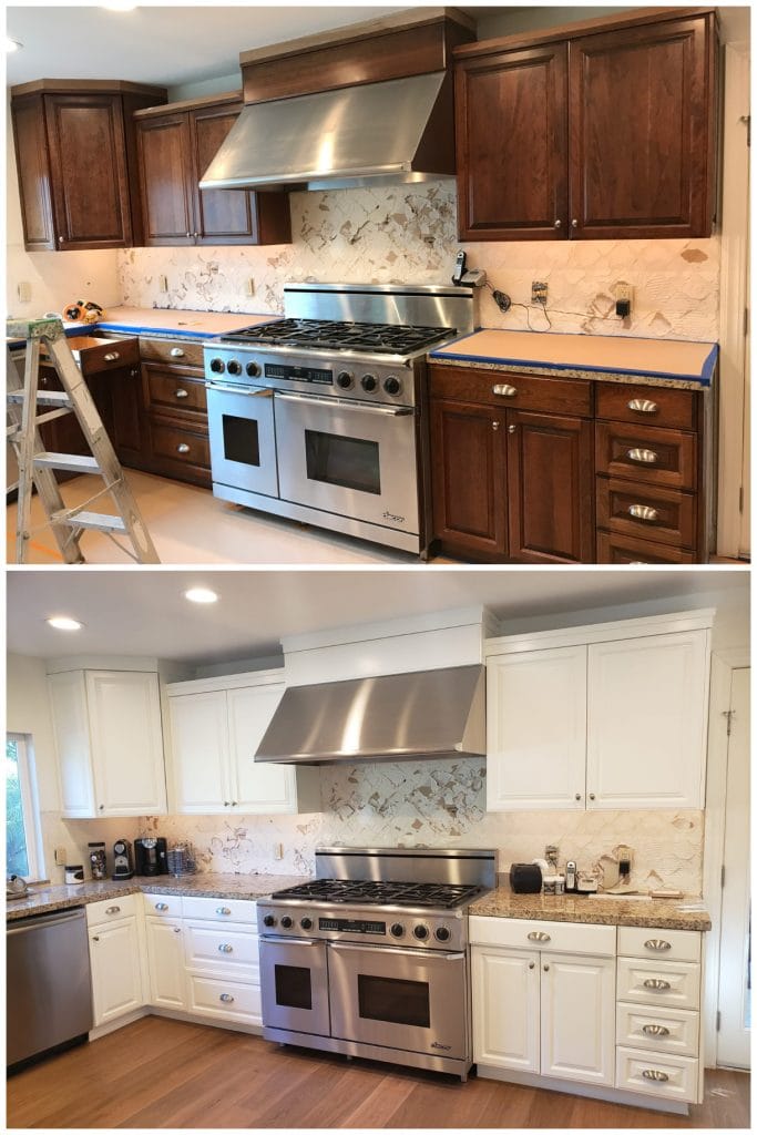 Kitchen Cabinet Painting Before and After - All Climate Painting and Remodeling