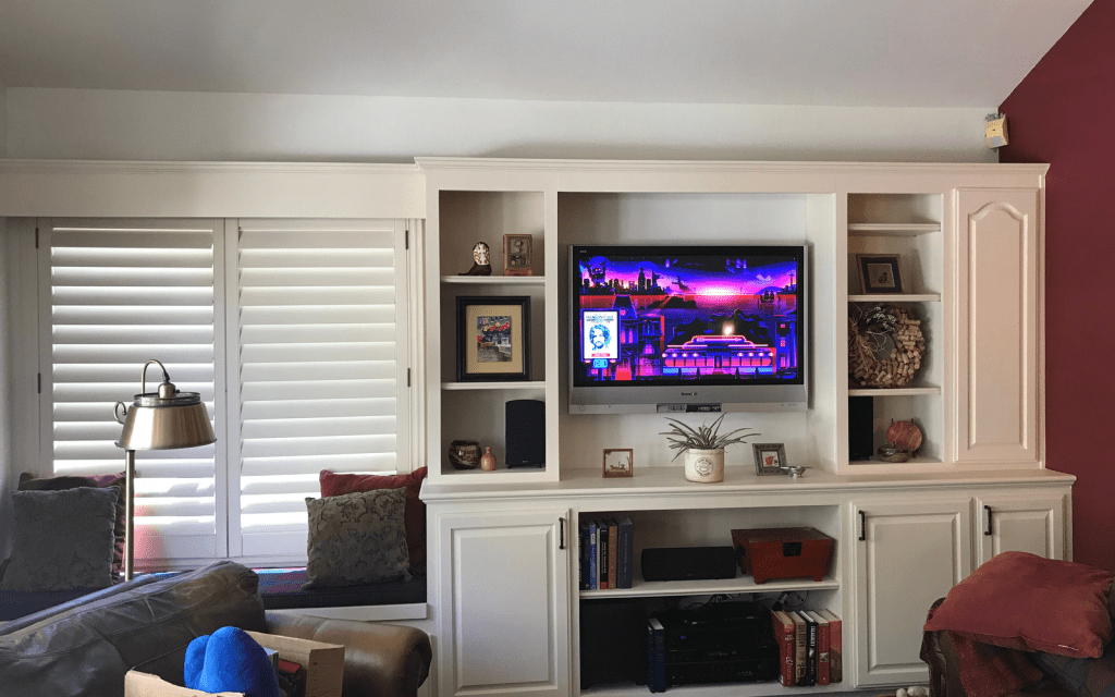 Painted Built-In TV Shelving Unit After - All Climate Painting and Remodeling