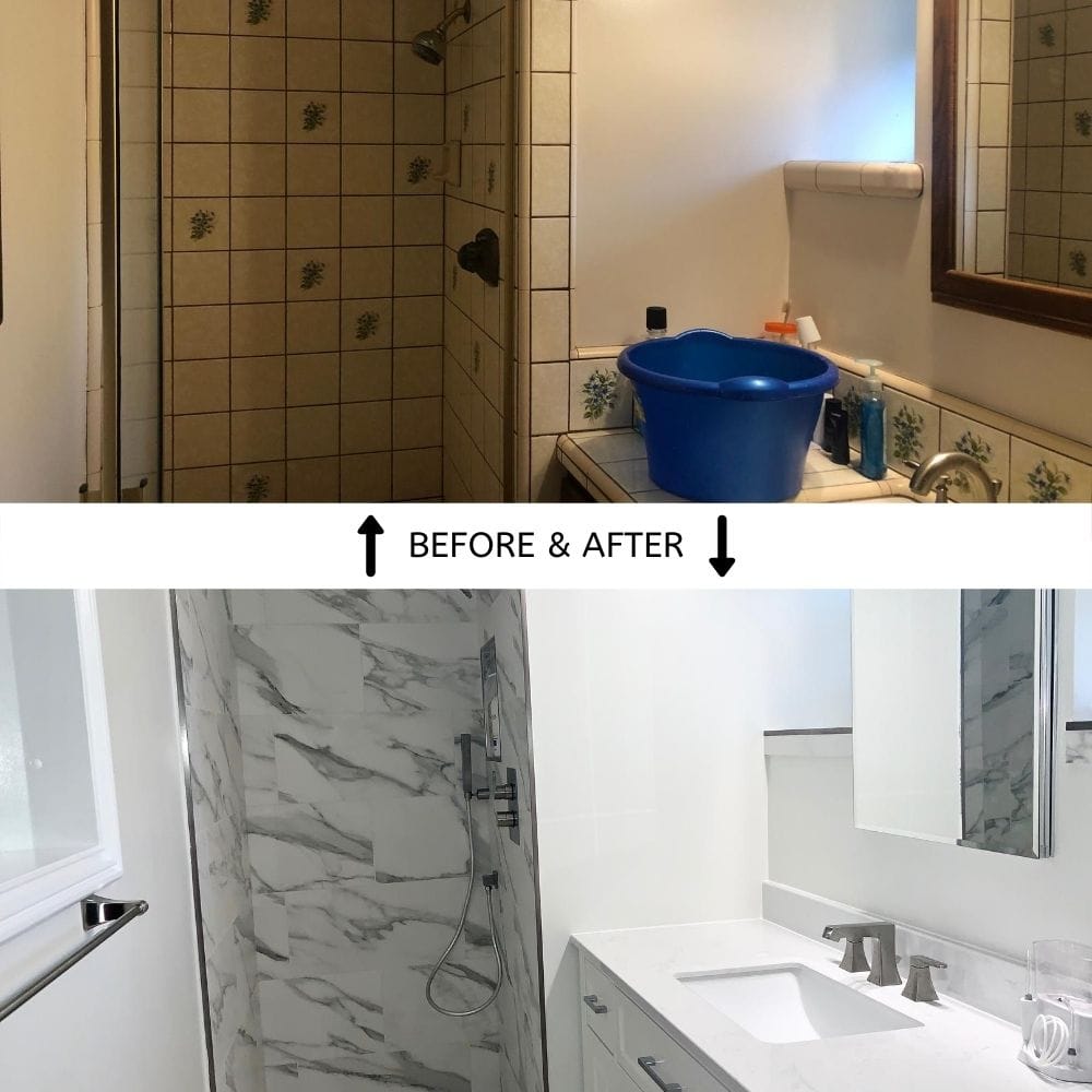 Before and After of Bathroom Remodeling and Shower System - All Climate Painting and Remodeling